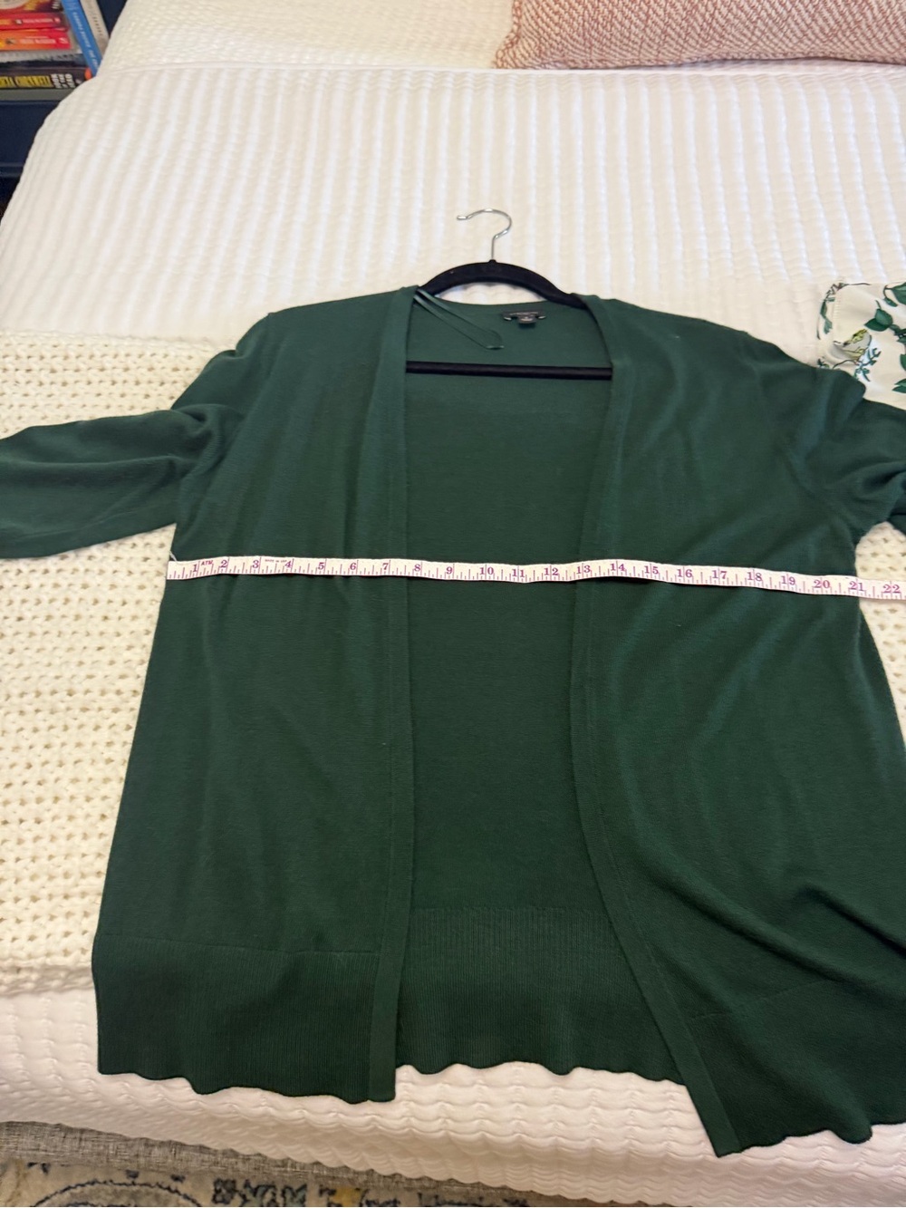 Ann Taylor Dark Green Open-Front Knit Cardigan